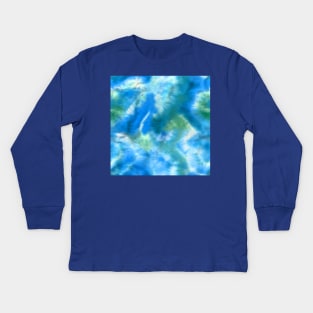 Vibrant Blue Tie-Dye Kids Long Sleeve T-Shirt